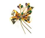 Coro Flowers Ribbon Sterling Silver Vermeil Brooch