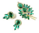 DeLizza and Elster Juliana Green and AB Rhinestone Brooch and Earrings
