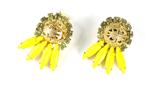 DeLizza and Elster Juliana Yellow Navette Gold-tone Filigree Ball Earrings
