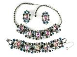 DeLizza and Elster Juliana Heliotrope Rhinestone Necklace, Bracelet and Earrings