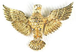 Articulated goldtone eagle pin